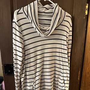 Striped Cowl Neck Sweater